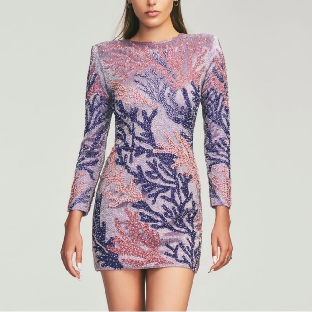 ✨Retrofete Nikki Sequin Coral Dress, S